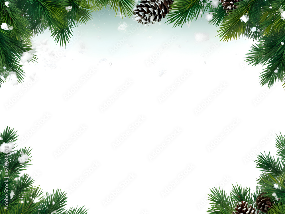 Green pine frame background with white copy space inside for text Green pine frame background with white copy space inside for text
