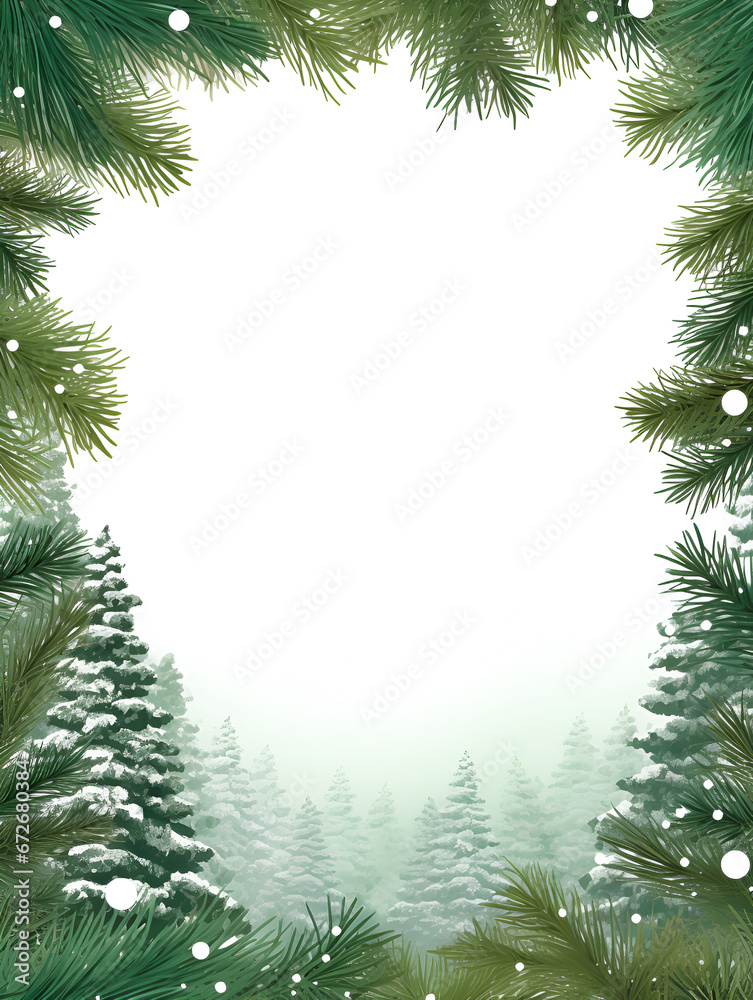 Green pine frame background with white copy space inside for text Green pine frame background with white copy space inside for text