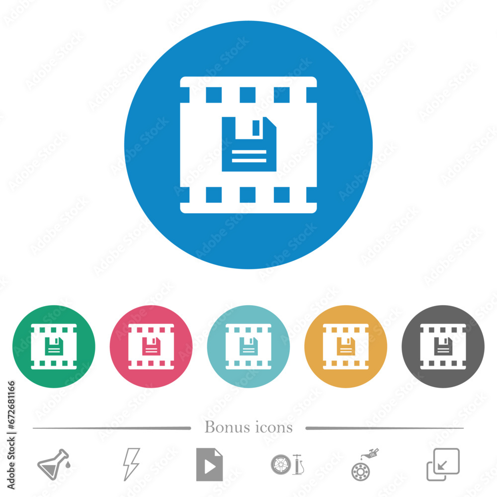 Save movie flat round icons Save movie flat round icons