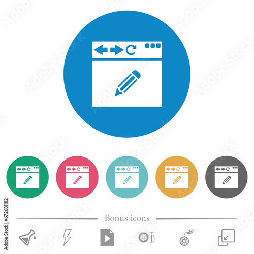 Browser edit flat round icons