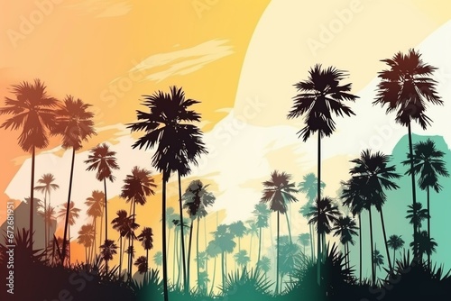 Isolated background with vibrant  healthy palm trees. Generative AI