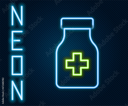 Glowing neon line Sedative pills icon isolated on black background. Colorful outline concept. Vector