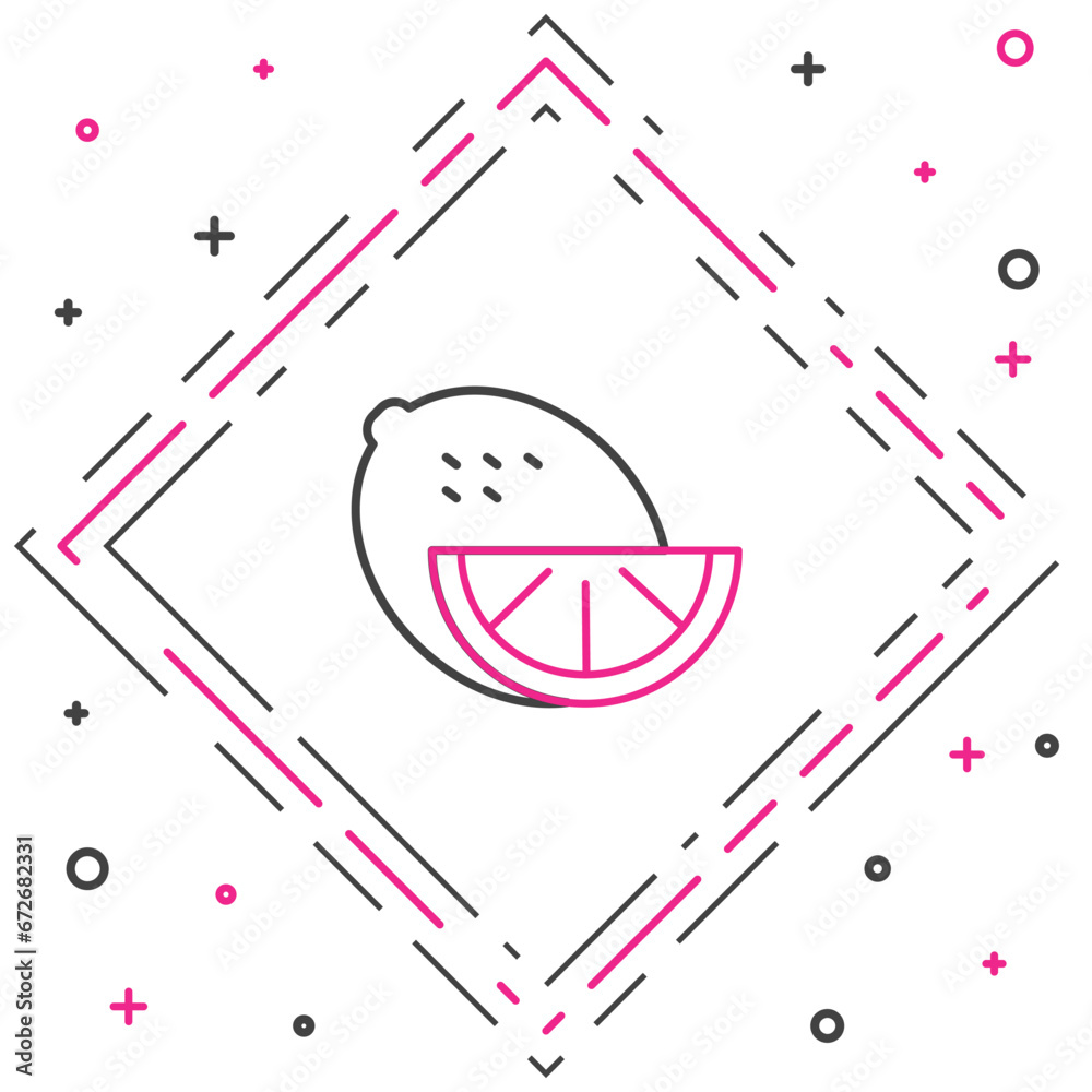 Line Lemon icon isolated on white background. Colorful outline concept. Vector Line Lemon icon isolated on white background. Colorful outline concept. Vector