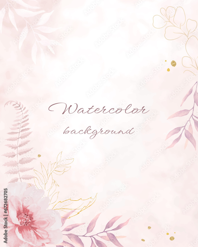 Watercolor floral template. Hand drawn illustration isolated on white background. Vector EPS.