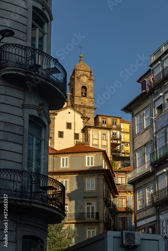 dawn streets of Porto city in Portugal in autumn