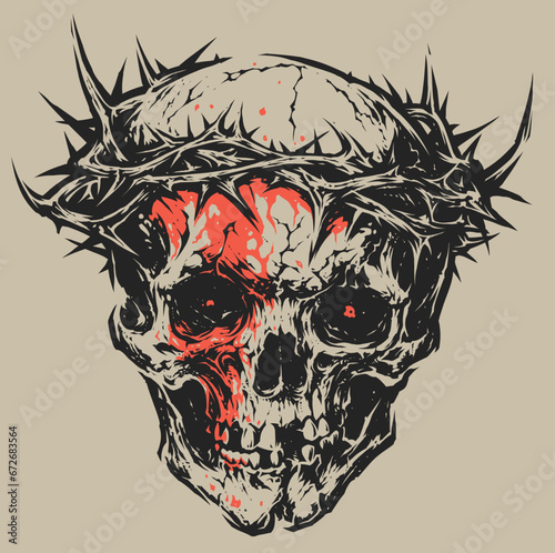 Skull in thorns wreath (ID: 672683564)