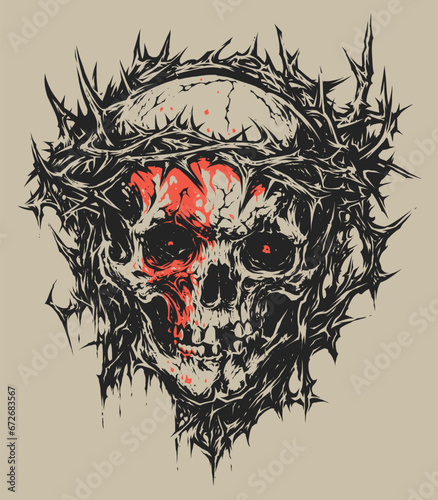 Skull in thorns wreath (ID: 672683567)