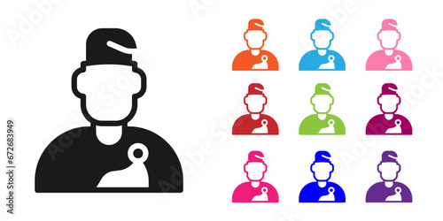 Black Wizard warlock icon isolated on white background. Set icons colorful. Vector