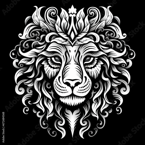 Lion Line art Black and White