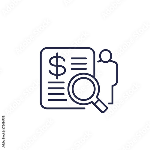 auditor icon, financial inspector line vector