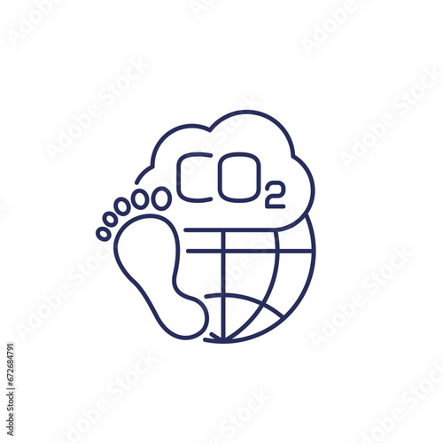 carbon footprint icon, co2 emissions line vector