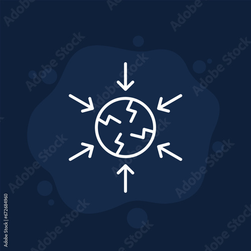 negative impact icon, line vector design