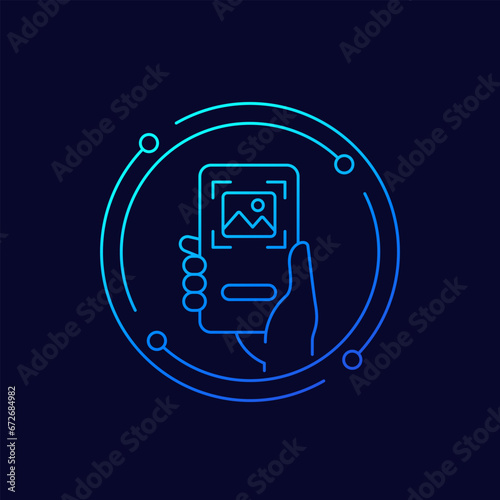 scan image or photo icon, linear design