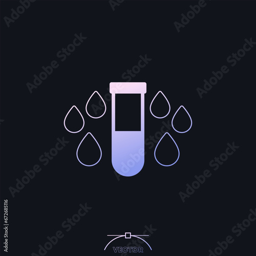 water testing icon with a sample tube, vector