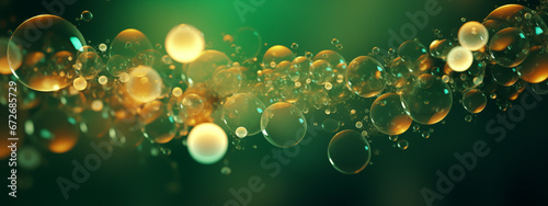 Wallpaper desktop, background soap bubbles, green and gold, and brown colors