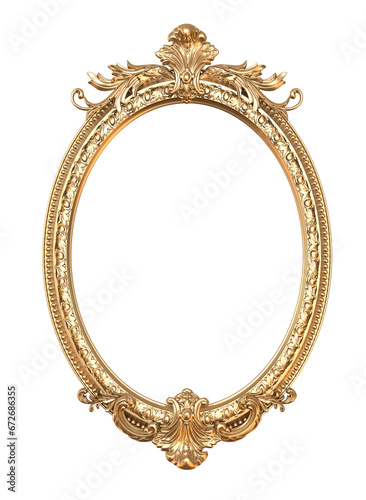 Baroque luxury golden frame. Elegant mirror decor. Victorian ornaments or Gold vintage frame isolated. png transparency © POSMGUYS
