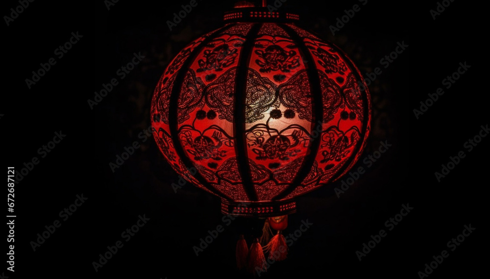 Ornate paper lanterns ignite luck in Chinese lantern festival celebration generated by AI Ornate paper lanterns ignite luck in Chinese lantern festival celebration generated by AI