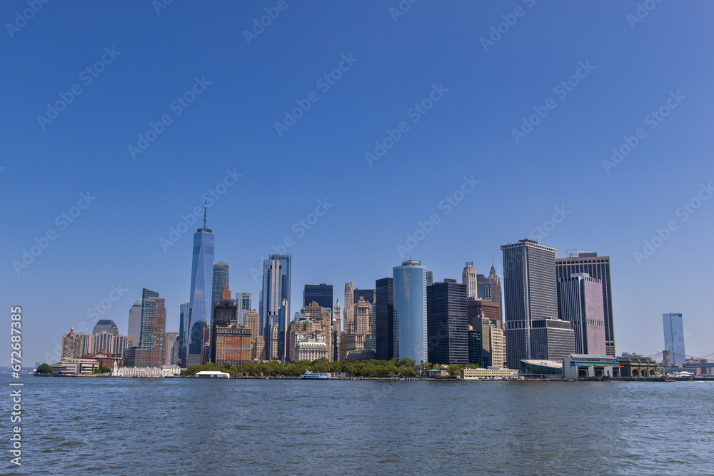New York skyline of the Financial District and Battery Park in Manhattan, New York City, USA