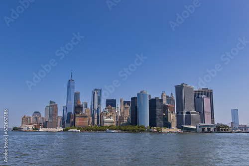 New York skyline of the Financial District and Battery Park in Manhattan  New York City  USA