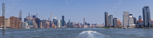 Panoramic view of Long Island City and Midtown East as seen from the East River, New York City, USA