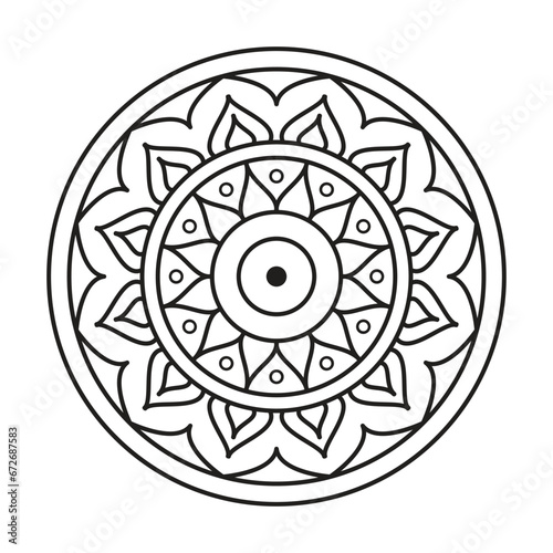 easy mandala coloring page - mandala coloring pages for adults and kids - simple mandala black and white outline - mandala hand drawing outline 