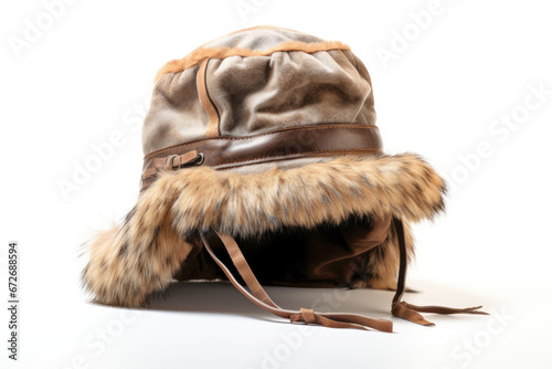 a vintage fur trapper hat, a classic hunter accessory photo