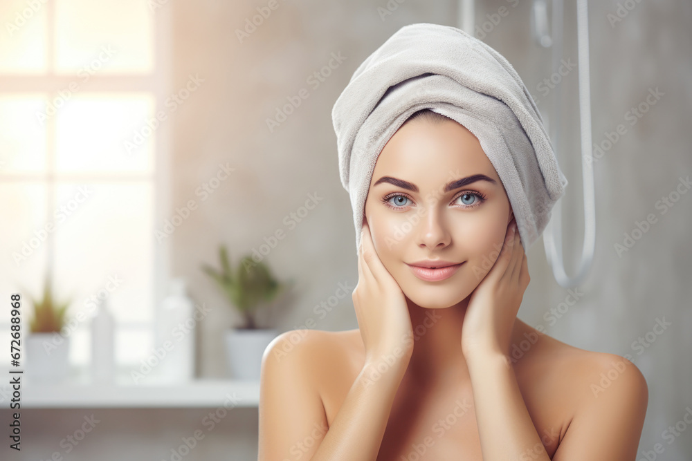 A woman using a towel to care for her skin, highlighting the importance of skincare and a natural, healthy complexion. A woman using a towel to care for her skin, highlighting the importance of skincare and a natural, healthy complexion.