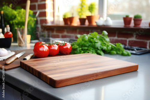 fresh tomatoes on a wooden cutting board, a step in the process of preparing a green and healthy salad at home.