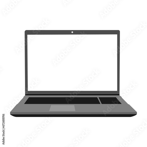 Laptop with an open panel icon. Laptop computer blank screen vector on white background pc mockup. Front display template