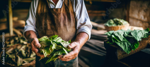 Farmer hands with Fresh Herbs, Showcasing the Culinary Artistry of Bio Agriculture and its Contribution to a Health-Conscious