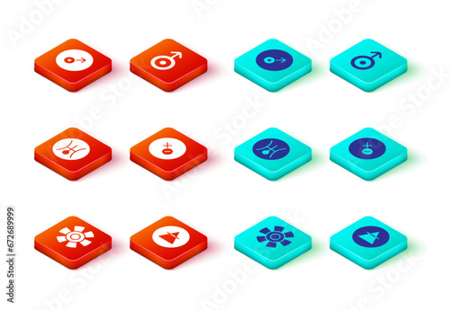 Set Sun, Air element, Symbol Uranus, Venus symbol, and Mars icon. Vector