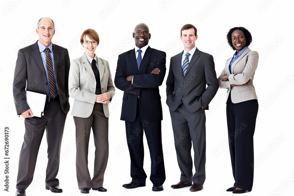 The Power of Age and Experience: A Multicultural Business Team, Smartly Dressed, Unites on a White Background, Demonstrating the Strength in Their Collective Wisdom The Power of Age and Experience: A Multicultural Business Team, Smartly Dressed, Unites on a White Background, Demonstrating the Strength in Their Collective Wisdom
