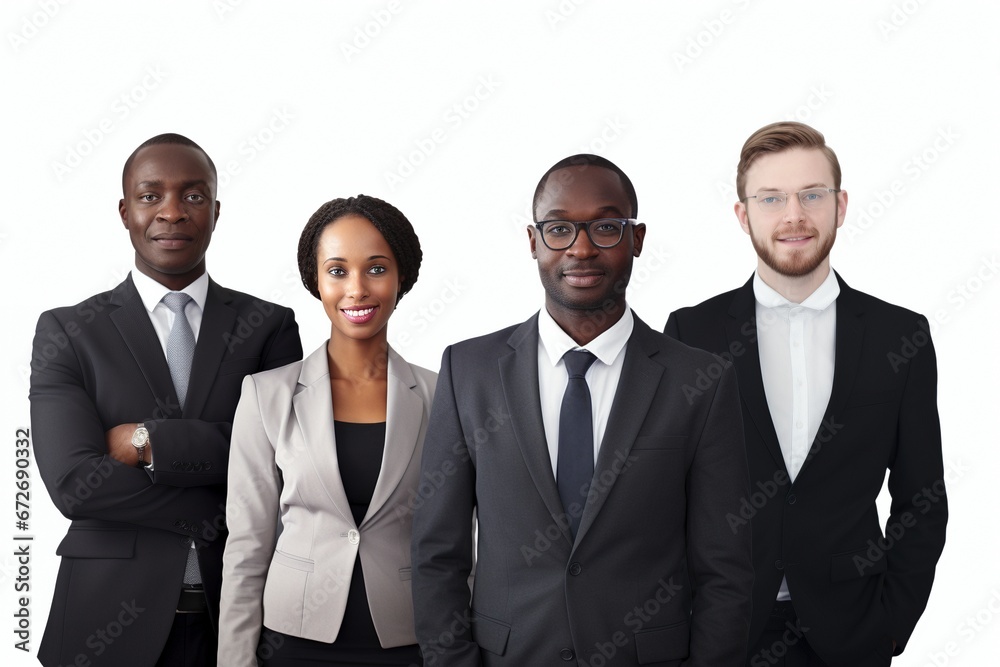 The Power of Age and Experience: A Multicultural Business Team, Smartly Dressed, Unites on a White Background, Demonstrating the Strength in Their Collective Wisdom