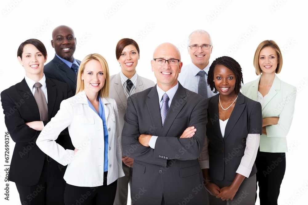 The Power of Age and Experience: A Multicultural Business Team, Smartly Dressed, Unites on a White Background, Demonstrating the Strength in Their Collective Wisdom The Power of Age and Experience: A Multicultural Business Team, Smartly Dressed, Unites on a White Background, Demonstrating the Strength in Their Collective Wisdom