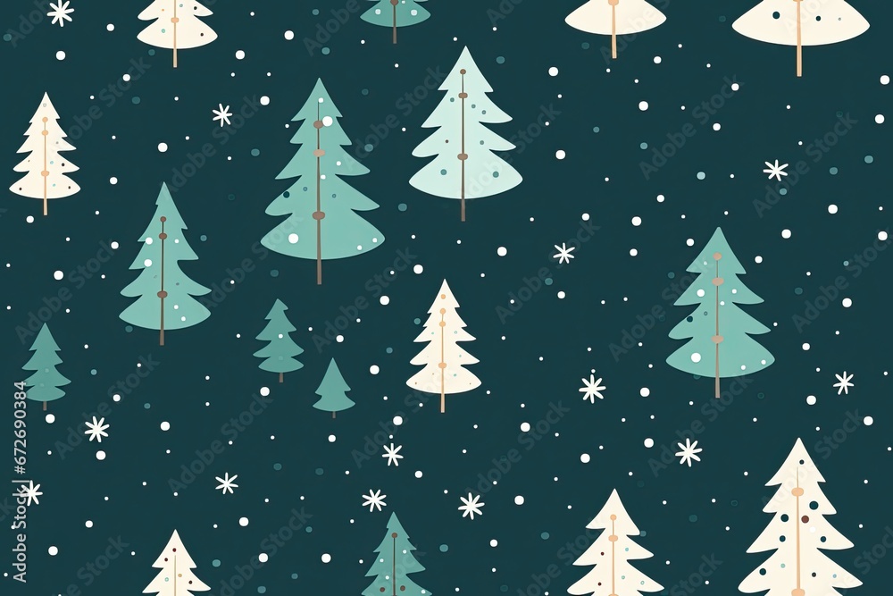 christmas tree and snow seamless pattern illustration