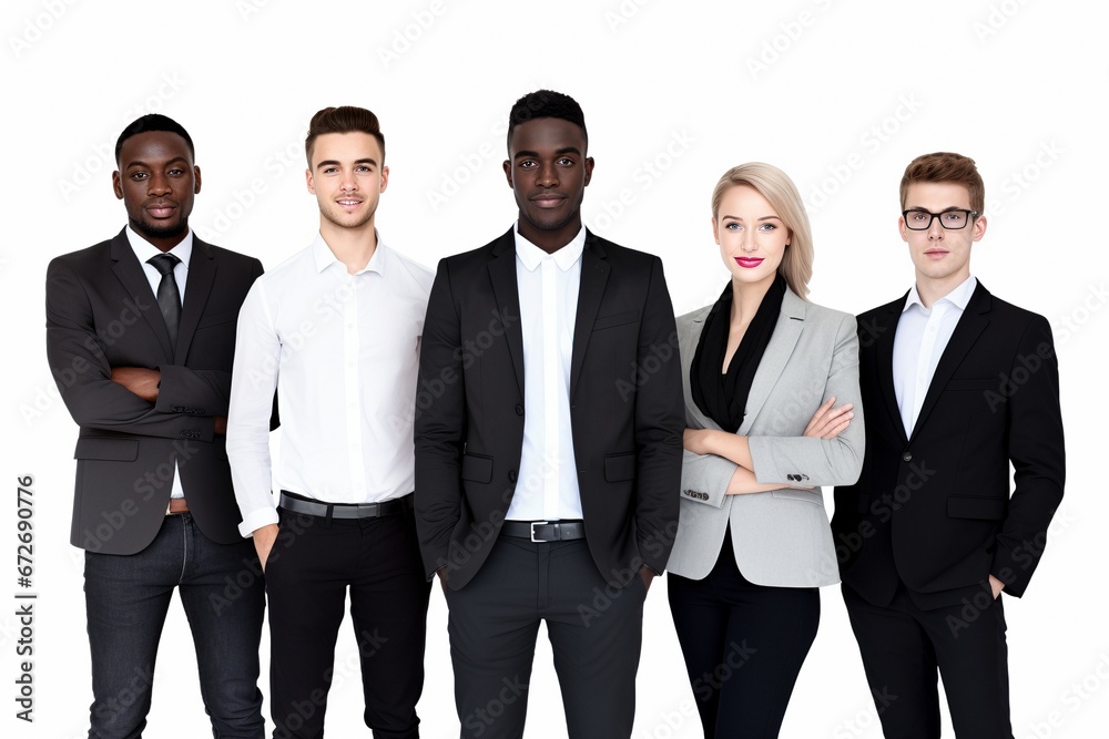 United by Purpose: A Multicultural Business Team, Including Both Youth and Experience, Stands Together on a White Background, Ready for Any Corporate Challenge United by Purpose: A Multicultural Business Team, Including Both Youth and Experience, Stands Together on a White Background, Ready for Any Corporate Challenge