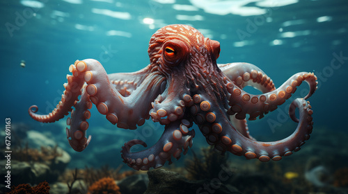 Octopus in the ocean.