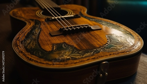 antique guitar acoustic instrument scene generative AI