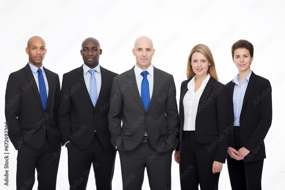 The Ageless Frontier of Success: A Multicultural Business Team, United and Smartly Dressed, Gathers on a White Background, Defying Age Barriers for Corporate Excellence The Ageless Frontier of Success: A Multicultural Business Team, United and Smartly Dressed, Gathers on a White Background, Defying Age Barriers for Corporate Excellence