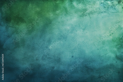 Blue and green abstract background with a textured grunge border, ideal for website or brochure templates. Generative AI © Mia