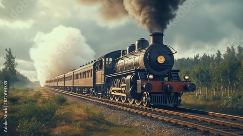 Fotografia steam train in the countryside generated by AI