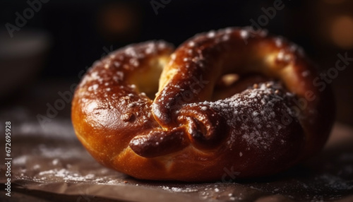 Freshly baked pretzel, a crunchy indulgence of German tradition generated by AI