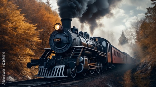 steam train in the forest generated by AI