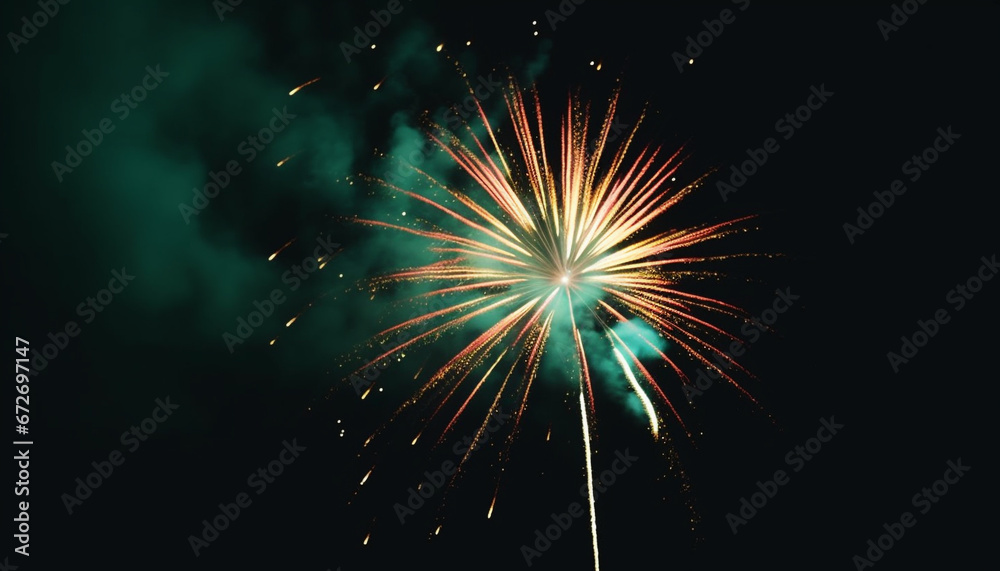 Fototapeta premium Vibrant colors ignite explosive firework display, lighting up the night generated by AI