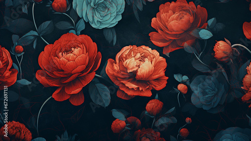 Fototapeta Naklejka Na Ścianę i Meble -  Beautiful peony flower illustration