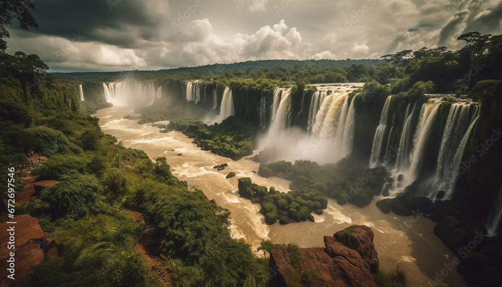 The majestic cliff stands tall, overlooking the flowing ravine generated by AI The majestic cliff stands tall, overlooking the flowing ravine generated by AI