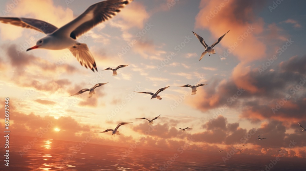 seagulls in flight   generated by AI