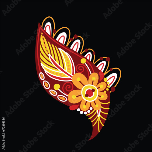 Beautiful Folkloric Indian Cucumber, Nature Inspired Design Element. Ornate Abstract Pattern. Ethnic Motif, Floral Style. Vector Illustration (ID: 672698356)