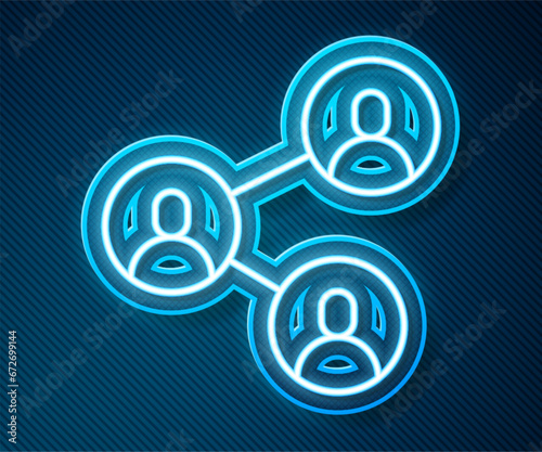 Glowing neon line BFF or best friends forever icon isolated on blue background. Vector