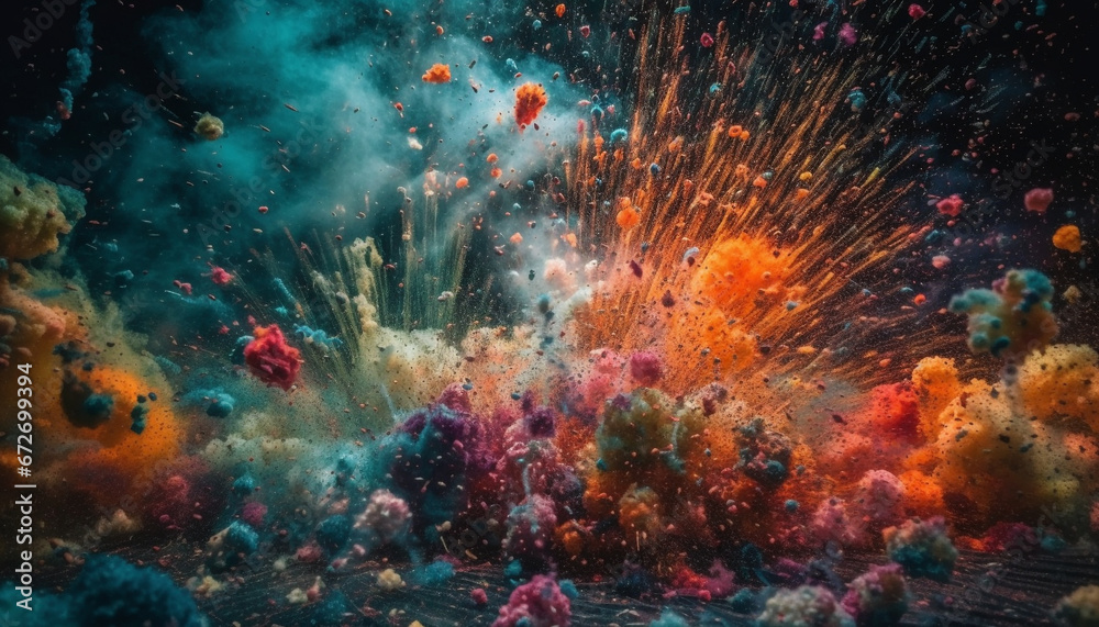 Fourth of July rocket explodes in vibrant, illuminated firework display generated by AI Fourth of July rocket explodes in vibrant, illuminated firework display generated by AI